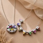 Personalised Dainty Magnetic Petal Flower 3-8 Heart Birthstone Necklace with Engraved Name Anniversary Birthday Gift for Mum Girlfriend