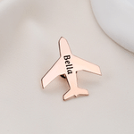 Personalised Airplane Lapel Brooch Pin with Engraved Name Birthday Gift for Pilot Stewardess Flight Attendant