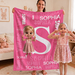 Personalised Cartoon Kid Photo Soft Throw Blanket with Initial and Name Home Decor Birthday Gift for Boys Girls
