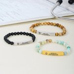 Personalised Beaded Stretch Medical Alert ID Bracelet with Engraved Text Emergency Gift for Diabetes Allergy Epilepsy
