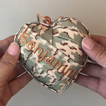 Personalized Handmade Embroidered Camouflage Heart Ornament with Name Home Decor Military Retirement Birthday Gift for Army Veterans