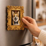 Personalised Court Oil Painting Pet Photo Fridge Magnet with Name Home Decor Birthday Housewarming Anniversary Gift for Pet Owner Friend