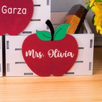 Personalized Apple Design Wooden Desktop Organizer with Text Desk Decor Teacher Appreciation Thank You Gift for Educator Teacher