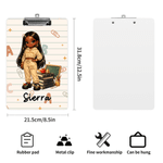 Personalized Cartoon Black Teacher Acrylic Clipboard with Name School Supplies Teacher Appreciation Week Teacher's Day Gift for Teacher