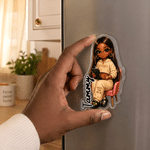 Gepersonaliseerde zwarte acrylkoelkastmagneet met afbeelding van een leraar en naam – geschikt voor dagelijks gebruik; ideaal cadeau voor het begin van het schooljaar, Lerarendag of een verjaardag voo
