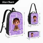 Personalised Name Word Cloud Cartoon Character Backpack Lunch Box Pencil Case Set Back to School Birthday Gift for Kids Boys Girls
