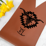 Personalised Western Longhorn Skull PU Leather Wine Bag with Name and Handle Protective Wine Accessories Birthday Wedding Gift for Wine Lover