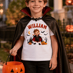 Personalized Halloween Spooky Cartoon Character Photo Kid T-shirt Sweatshirt Hoodie with Name Halloween Gift for Halloween Lovers Kids