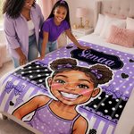 Manta acogedora personalizada con diseño de lunares, de foto a dibujo animado, con nombre; decoración para el hogar y regalo de cumpleaños para niños y niñas
