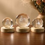 Personalized Pet Photo Round Crystal Ball LED Night Light with Name and Wooden Base Home Decor Pet Loss Bereavement Gift for Pet Owner