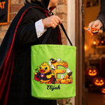 Personalised Cute Halloween Duck LED Light Bucket Bag with Name and Initial Trick or Treat Halloween Party Gift for Kids Boys Girls