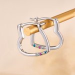 Personalized Dainty 1-5 Birthstones Heart Shape Earrings Daily Wear Birthday Anniversary Gift for Women