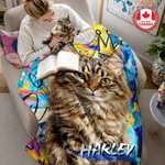 Personalized Graffiti Oil Pet Photo Soft Throw Blanket with Name Ship from Canada Home Decor Daily Use Birthday Gift for Pet Lovers Family