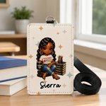 Personalised Cartoon Black Female Teacher Subject ID Card Badge Holder with Name Back to School Teacher Appreciation Gift for Teachers