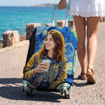 Personalised Oil Portrait Style Photo Luggage Protective Cover Fits 18-32 Inches Suitcase with Name Travel Birthday Gift for Family