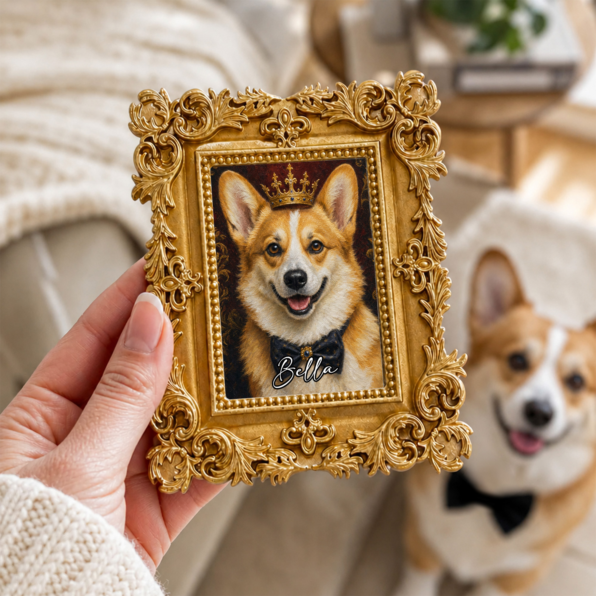 Personalisierter Kühlschrankmagnet mit Ölgemälde eines Haustierfotos und Namen – Wohnaccessoire, Geschenk zum Geburtstag, zur Einweihung oder zum Jahrestag für einen Freund, der ein Haustier besitzt