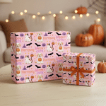 Personalised Spooky Cute Halloween Cat Dog Wrapping Paper Set of 3 with Name Halloween Party Favor Gift for Kids Friends Pet Owners