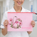 Personalised Stethoscope Birth Flower Birthstone Waterproof Transparent Mesh Pool Bag with Name Beach Party Daily Use Birthday Gift for Medical Staff
