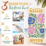 Personalized Multicolor Floral Quick Dry Oversized Beach Towel with Name Travel Essentials Birthday Summer Vacation Party Gift for Women