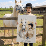 Personalised Watercolor Horse Portrait Photo Canvas Prints with Name Wall Decor Ship from USA Housewarming Birthday Gift for Horse Owner