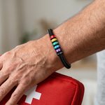 Personalised Medical Emergency Alert ID Bracelet with Engraved Text & 1-10 Rings Emergency Survival Gift for Men Women