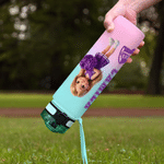 Personlig vattenflaska (34 oz) med BPA-fri, tecknad cheerleader-figur, med foto och namn samt viklock – en perfekt present till cheerleaders inför en matchdag utomhus
