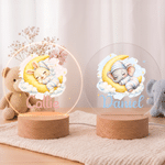 Personalized Cute Cartoon Animal Acrylic LED Night Light with Name and Wooden Base Bedside Decor Birthday Gift for Kids New Parents