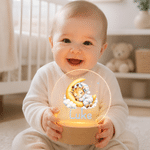 Personalized Cute Cartoon Animal Acrylic LED Night Light with Name and Wooden Base Bedside Decor Birthday Gift for Kids New Parents