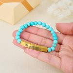 Personalised Beaded Stretch Medical Alert ID Bracelet with Engraved Text Emergency Gift for Diabetes Allergy Epilepsy