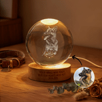 Personalized Pet Photo Round Crystal Ball LED Night Light with Name and Wooden Base Home Decor Pet Loss Bereavement Gift for Pet Owner