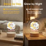 Personalized Cute Cartoon Animal Acrylic LED Night Light with Name and Wooden Base Bedside Decor Birthday Gift for Kids New Parents