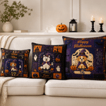 Personalised Retro Halloween Witch Hat Pet Photo Cushion Cover with Name and Text Cute Festival Home Decor Halloween Party Gift for Pet Lover