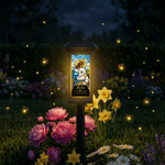Personalized Jesus Pet Photo Solar Garden Light with Name Text and Date Garden Decor Memorial Sympathy Gift for Pet Owner Christian