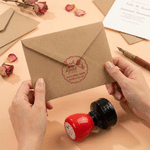 Personalised Fresh off the Market Flower Multicolour Self-Inking Stamp with Name and Date Bridal Shower Gift for Bridesmaids