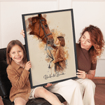 Personalised Watercolor Horse Portrait Photo Canvas Prints with Name Wall Decor Ship from USA Housewarming Birthday Gift for Horse Owner