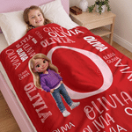 Personalised Cartoon Kid Photo Soft Throw Blanket with Initial and Name Home Decor Birthday Gift for Boys Girls