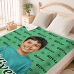 Personalized Watercolor Style Photo Soft Throw Blanket with Name Back to School Anniversary Birthday Gift for Kid