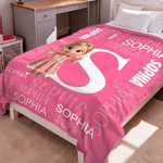 Personalised Cartoon Kid Photo Soft Throw Blanket with Initial and Name Home Decor Birthday Gift for Boys Girls