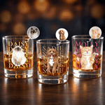 Personalized Watercolour Style Pet Portrait Photo 10 oz Old-Fashioned Whisky Glass with Name Birthday Anniversary Gift for Pet Lovers