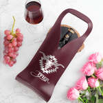 Personalised Western Longhorn Skull PU Leather Wine Bag with Name and Handle Protective Wine Accessories Birthday Wedding Gift for Wine Lover