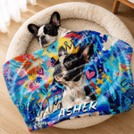 Personalised Multicolour Graffiti Style Pet Photo Soft Pet Blanket with Name Daily Use Living Room Birthday Gift for Pet Owner