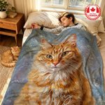 Personalized Oil Painting Style Pet Photo Soft Throw Blanket with Name Ship from Canada Home Decor Birthday Pet Memorial Gift for Pet Lovers