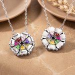 Personalised Dainty Magnetic Petal Flower 3-8 Heart Birthstone Necklace with Engraved Name Anniversary Birthday Gift for Mum Girlfriend