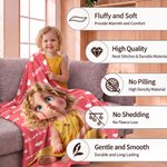 Personalized Cartoon Character Photo Multicolor Soft Throw Blanket with Name Home Decor Birthday Gift for Kids Family Friend