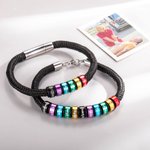Personalised Medical Emergency Alert ID Bracelet with Engraved Text & 1-10 Rings Emergency Survival Gift for Men Women