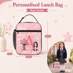 Personalised Cartoon Character Birth Flower Bouquet Name Insulated Lunch Bag Daily Travel Back to School Birthday Gift for Kids Students