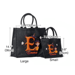 Personalised Halloween Witch Pumpkin Cartoon Kid Photo Large Capacity Jute Bag with Name Halloween Party Trick or Treat Activity Gift for Kids