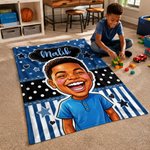 Manta acogedora personalizada con diseño de lunares, de foto a dibujo animado, con nombre; decoración para el hogar y regalo de cumpleaños para niños y niñas
