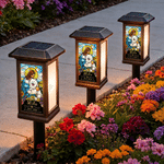 Personalized Jesus Pet Photo Solar Garden Light with Name Text and Date Garden Decor Memorial Sympathy Gift for Pet Owner Christian