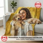 Personalized Oil Painting Style Pet Photo Soft Throw Blanket with Name Ship from Canada Home Decor Birthday Pet Memorial Gift for Pet Lovers